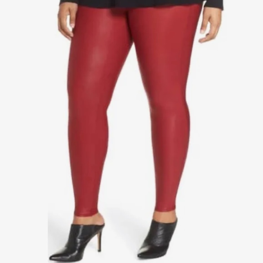 Faux Leather Red Spanx leggings XL